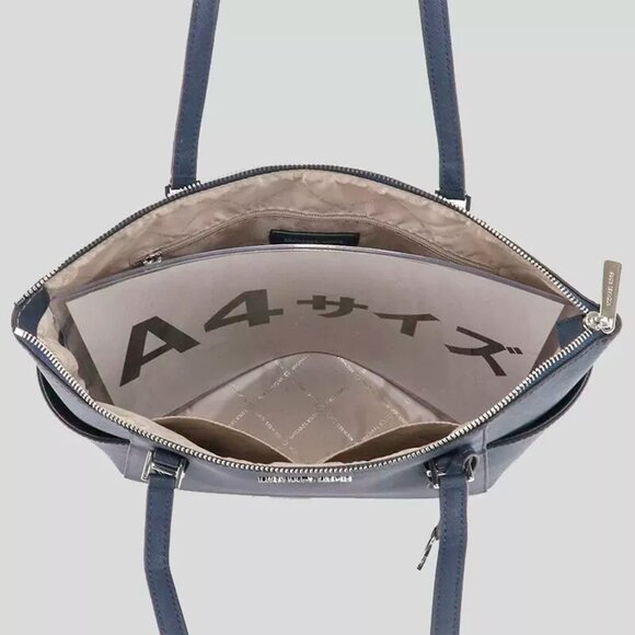 S Michael Kors Charlotte Large Tote Navy Saffiano Leather 35TOSCFT7L $448 - Picture 7 of 11